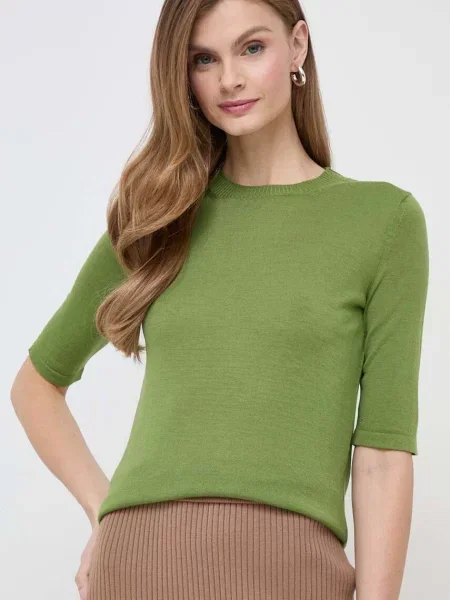 Max Mara Leisure gyapjú póló és kardigán zöld