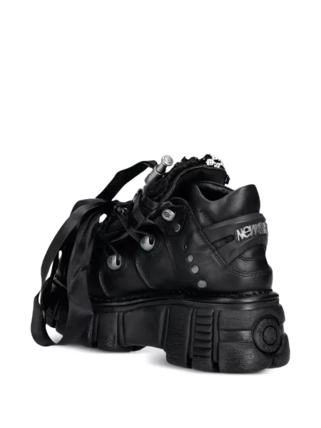 Botine New Rock cu platformă din dantelă negru