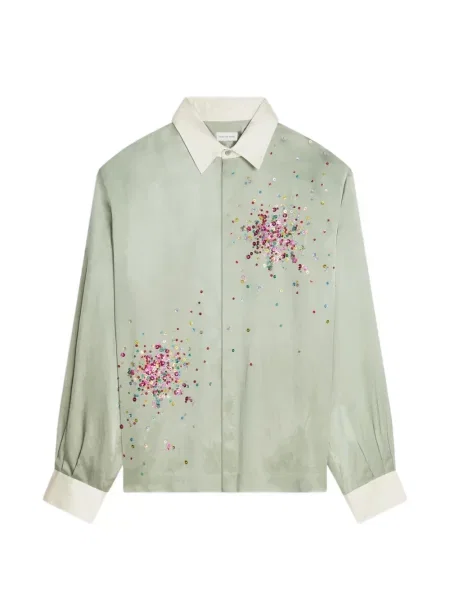 Риза Dries Van Noten с пайети зелено