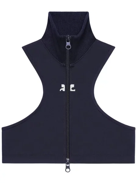 Top Courreges z dżerseju o krotszym kroju niebieski