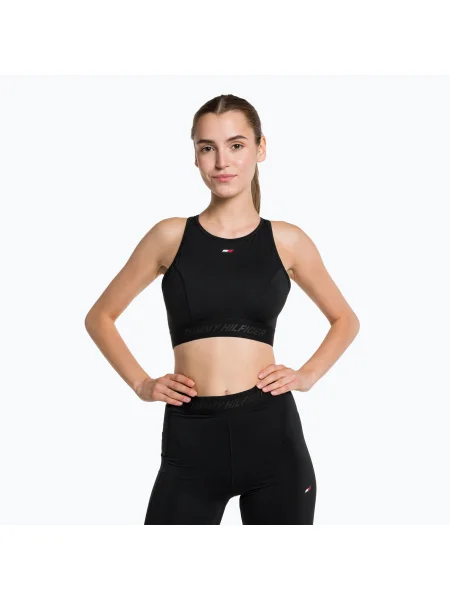 Tommy Hilfiger Mid Intensity High Neck Core фитнес сутиен черен