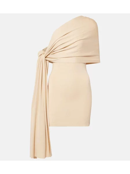 Svilen obleka z enim ramenom Aya Muse z enim ramenom bež
