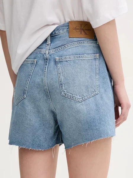 Kraťasy Calvin Klein Jeans hladké high waist modrá