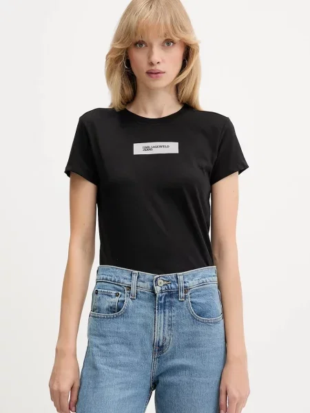 Тениска Karl Lagerfeld Jeans дамска черно