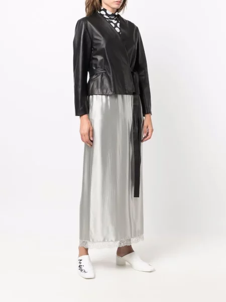 Kurtka skórzana Mm6 Maison Margiela kopertowa czarna