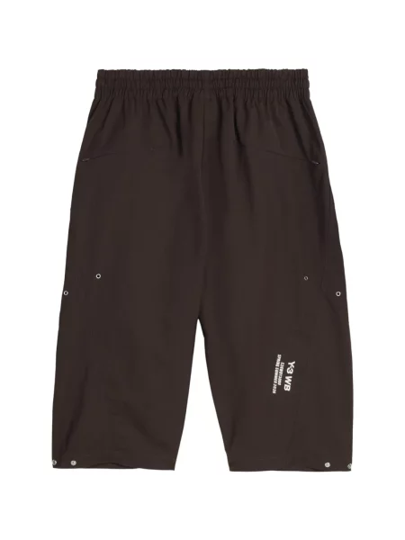 Pantaloni scurți Y-3 cu imagine cu cordon maro