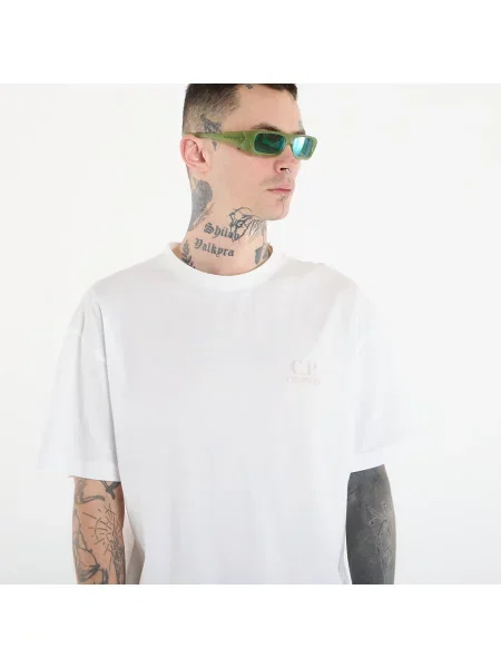 Tricou C.P. Company Jersey Short Sleeve Logo T-Shir Off White L alb