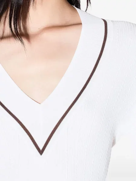 V-nyakú szvetter Armani Exchange fehér