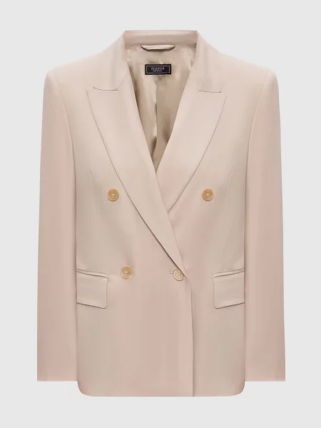 Двобортний жакет з вовною з патчем Peserico бежевий