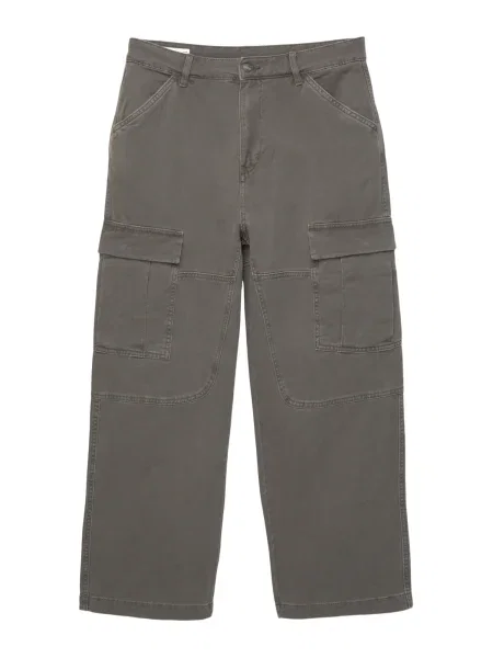 Pull&Bear Cargo hlače tamo siva