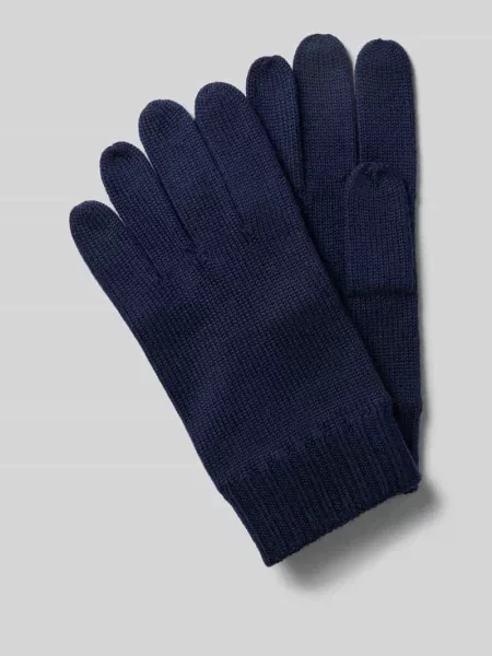 Rękawiczki z palcami z wełny z wyhaftowanym logo Polo Ralph Lauren granatowe