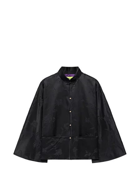 Geacă Shanghai Tang cu model floral din jacard negru