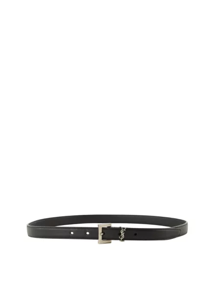 Pasek Saint Laurent skórzany z paskiem czarny