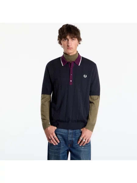 T-shirt FRED PERRY Cable Knit Shirt Navy L ναυτικό