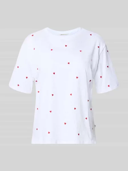 Pudełkowy krój t-shirt z czystej bawełny Tom Tailor Denim biała