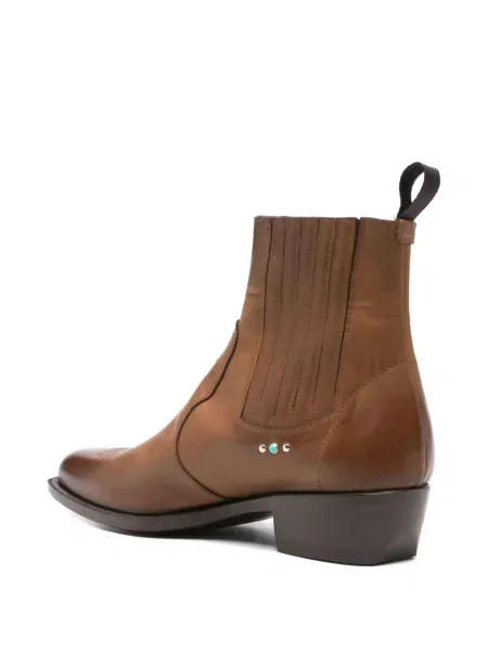 Botine Lidfort din piele cu strasuri maro