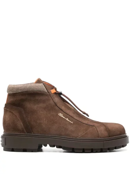 Botine Santoni din piele de căprioară maro