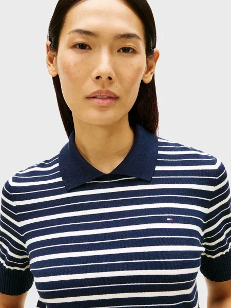 Поло Tommy Hilfiger в полоску из джерси синее