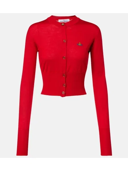 Kardigan Vivienne Westwood wełniany o krotszym kroju czerwony