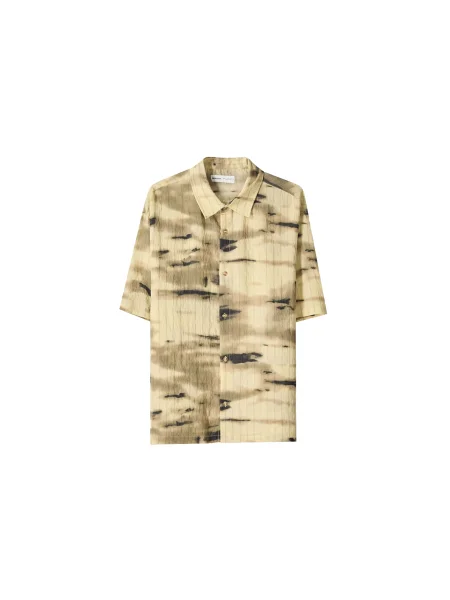 Bershka Cămașă bej închis / galben pastel negru