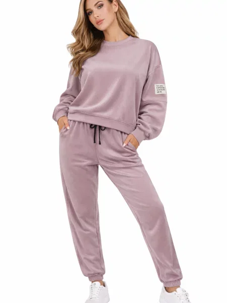 Welurowy komplet dresowy Fashion różowy