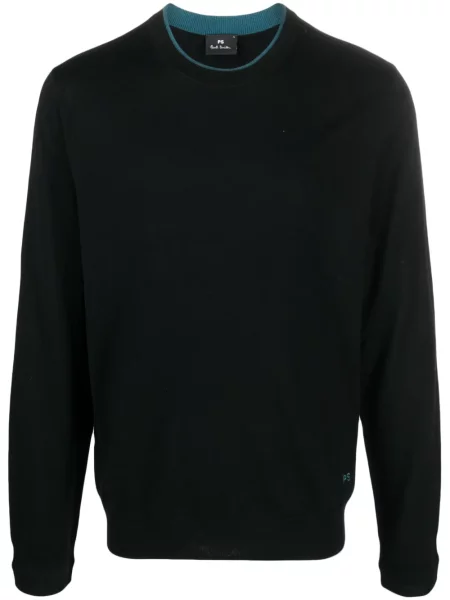 Pulover Ps Paul Smith cu broderie din lână merinos negru