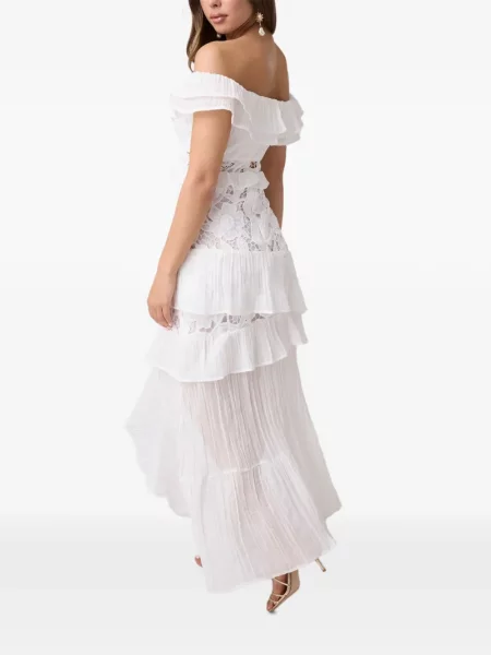 Rochie Guess cu volane asimetrică alb