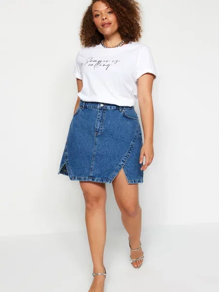 Fustă din denim Trendyol albastru