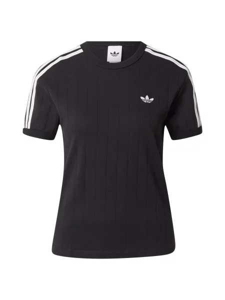 ADIDAS ORIGINALS Majica PINSTRIPE SHORT SLEEVE SLIM črna bela