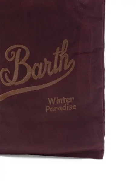 Geantă shopper Mc2 Saint Barth de catifea cord cu autograf roșu