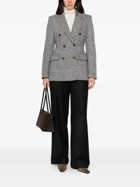 Geacă Emporio Armani din tweed cu două rânduri de nasturi alb
