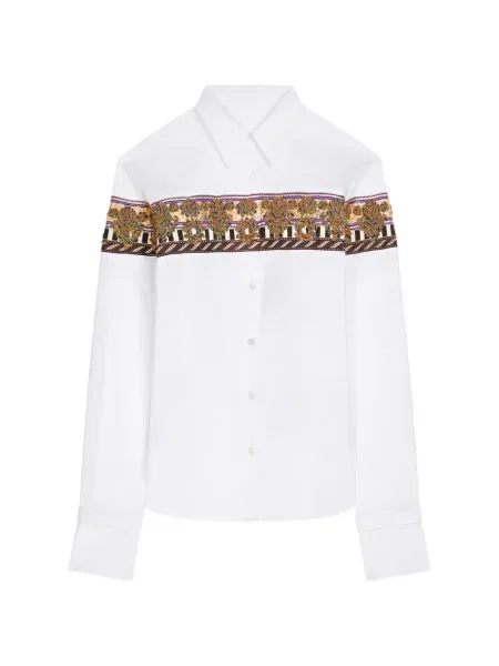 Cămașă Dries Van Noten cu broderie din poplin alb
