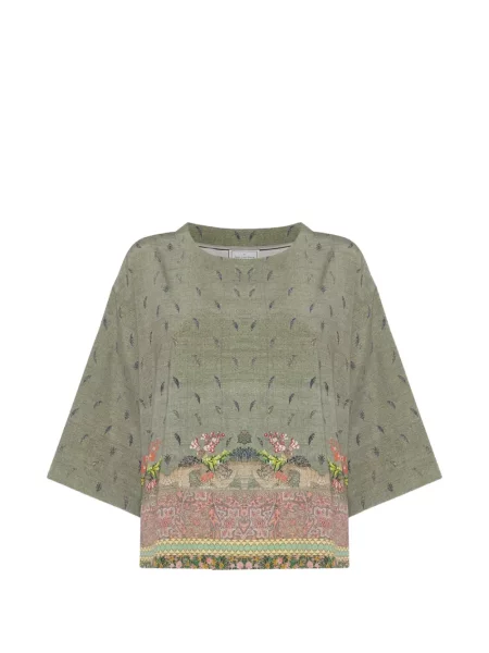 Tricou Pierre-louis Mascia cu model floral cu imagine verde