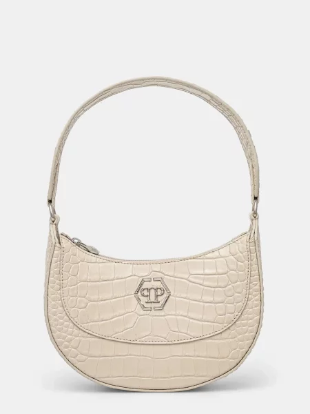Philipp Plein torebka skórzana SAEA beżowy