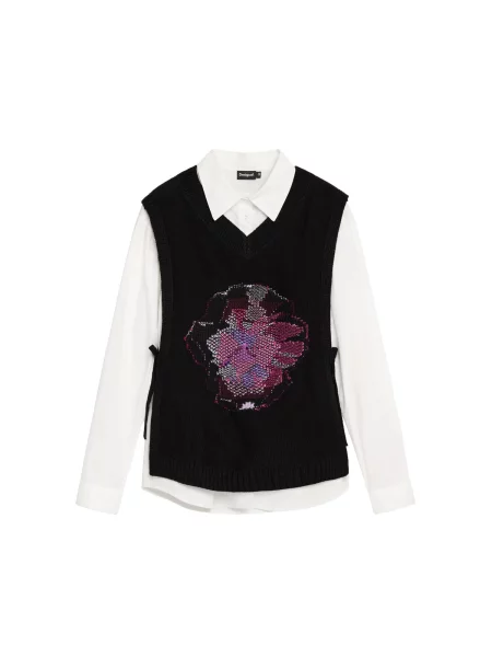 Desigual Bluză lila / roz / negru alb