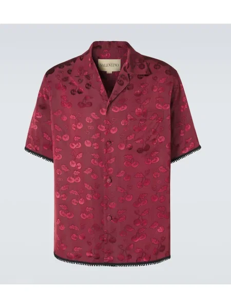 Žakárová košile Valentino vínová