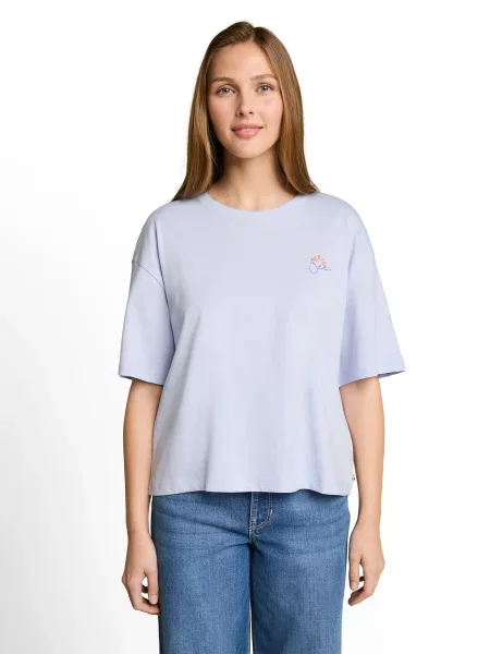 TOM TAILOR DENIM Majica modra / svetlo modra / oranžna bela