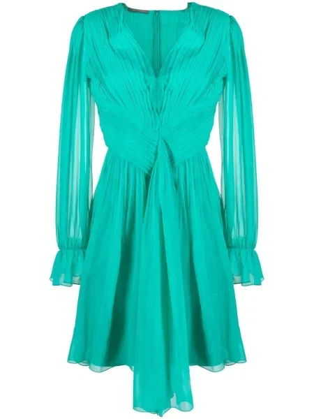 Rochie mini Alberta Ferretti plisată de costum verde