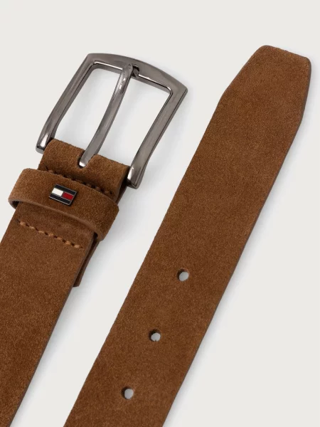 Tommy Hilfiger curea pentru bărbați din piele întoarsă maro