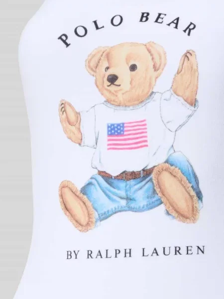 Kostium kąpielowy z nadrukiem polo bear z motywem Polo Ralph Lauren biały