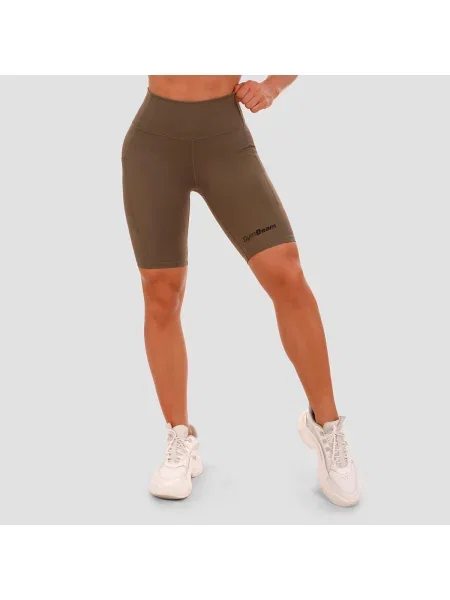 Szorty fitness slim z wysoką talią Biker zielone