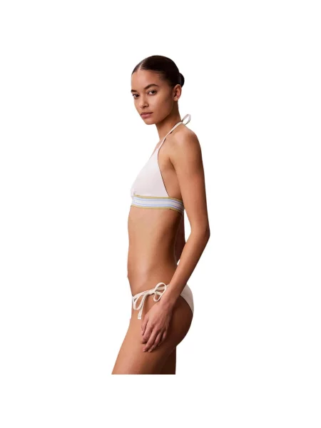 Plavky Calvin Klein Jeans s halter výstrihom biela