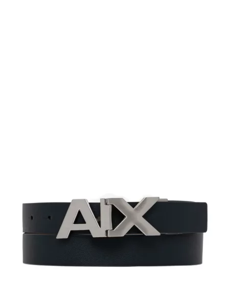 Reversibil curea Armani Exchange cu cataramă cu autograf albastru
