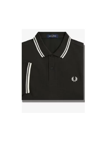 Koszulka polo Fred Perry w paski z paskiem zielona