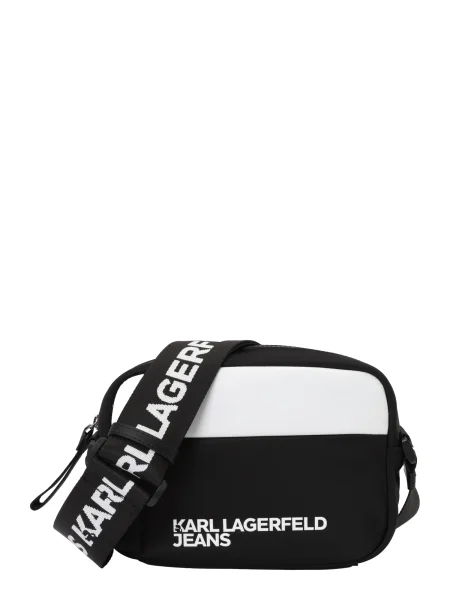 KARL LAGERFELD JEANS Torba za čez ramo ESSENTIAL črna bela