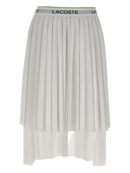 Fusta plisata Lacoste plisată până la genunchi alb