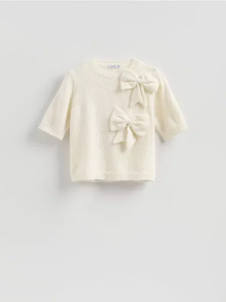 Reserved Светр із бантиками нюдовий 