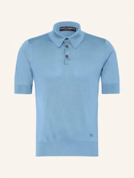 Dolce & Gabbana Pletené Polo Tričko Z Hedvábí tmavě modrá