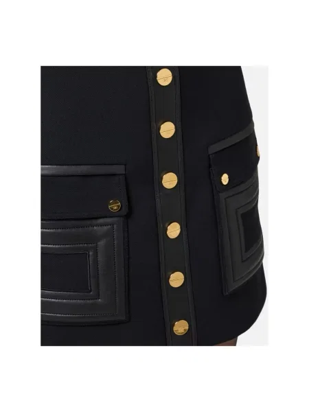 Spódnica mini Elisabetta Franchi z krepy z logo czarna