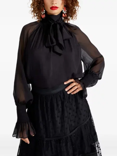 Bluză Temperley London cu volane negru